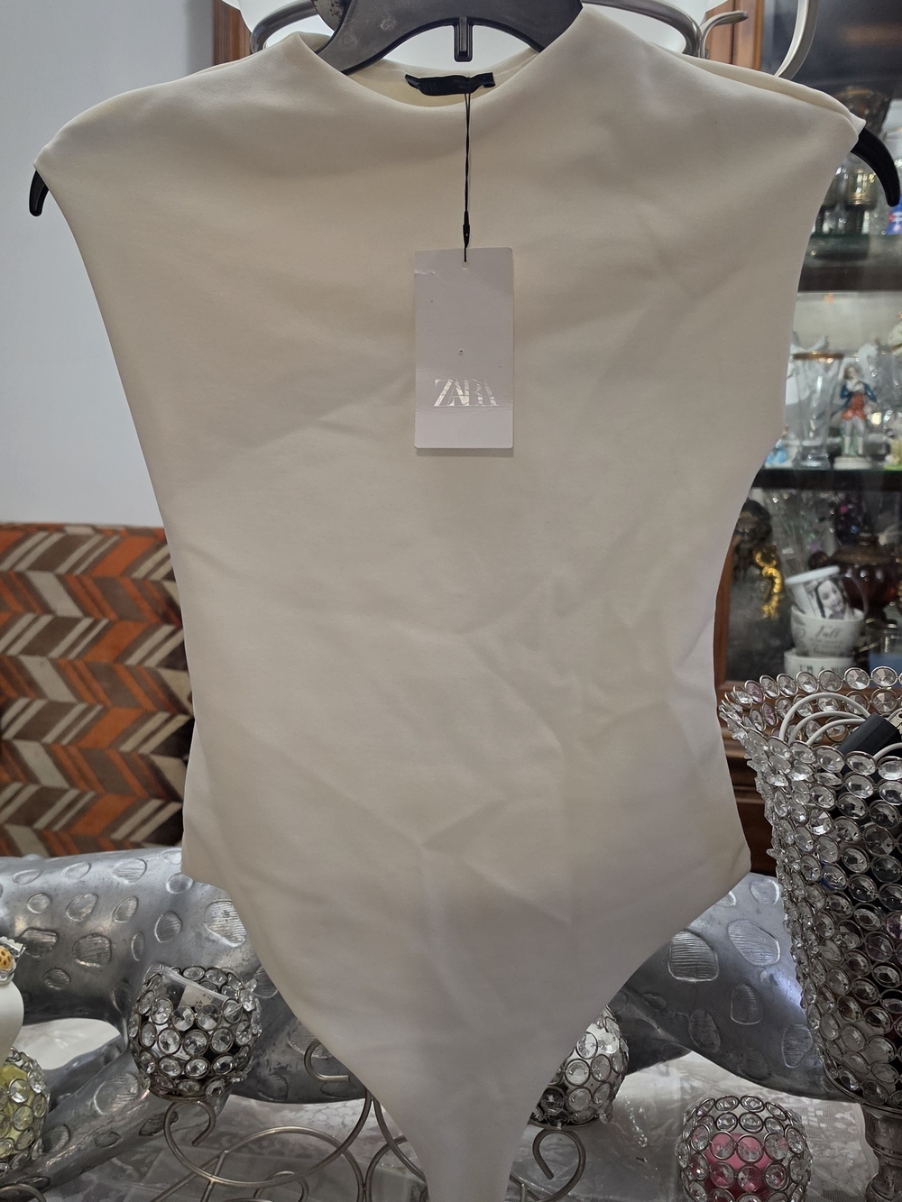 Zara Cream Sleeveless Bodysuit Top